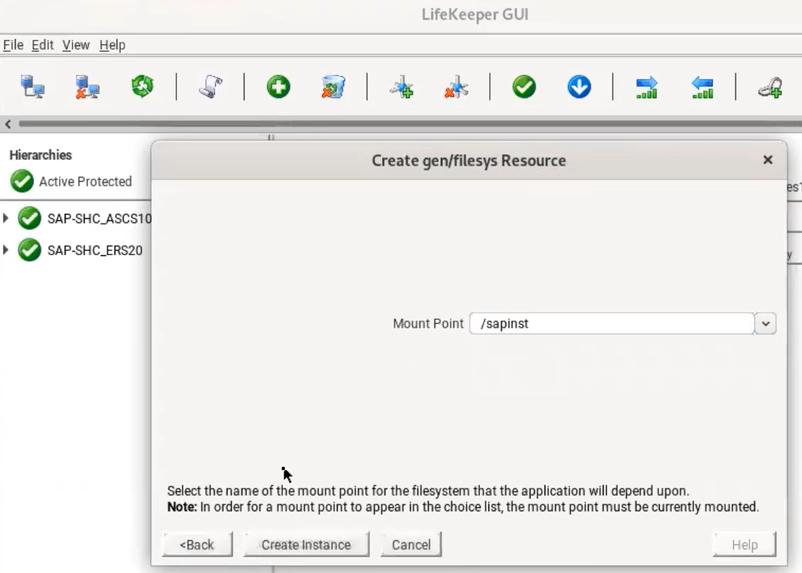 Creating SAP Instance LifeKeeper