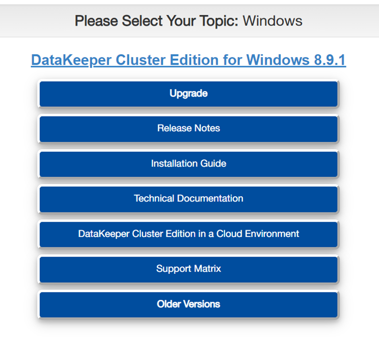 Windows용 데이터키퍼 클러스터 옵션