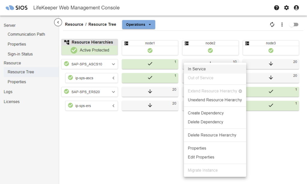 SIOS LifeKeeper Web Management Console