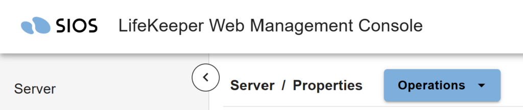 LifeKeeper Web Management Console properties menu